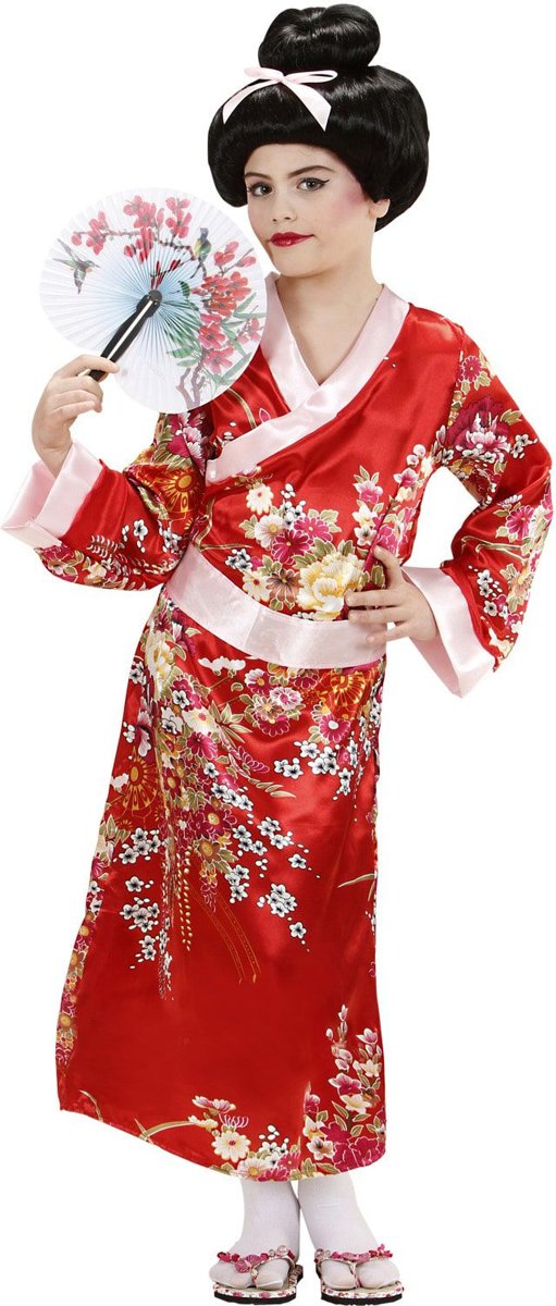 Geisha Kostuum | Asian Flower Geisha Kind Kostuum Meisje | Maat 140 | Carnaval kostuum | Verkleedkleding